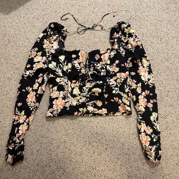 Free People Hilary Top Black Floral Boho Summer Print - Picture 3 of 8